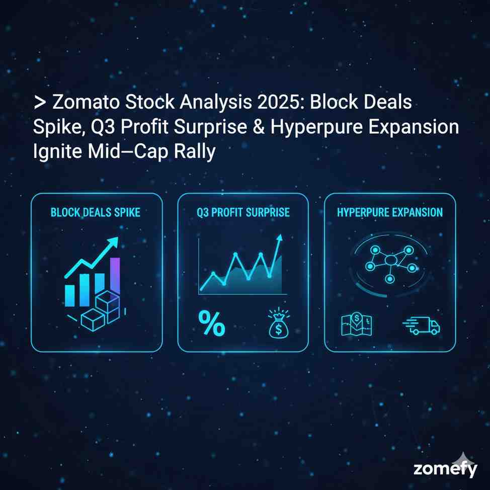Zomato Stock Analysis 2025: Block Deals Spike, Q3 Profit Surprise & Hyperpure Expansion Ignite Mid‑Cap Rally