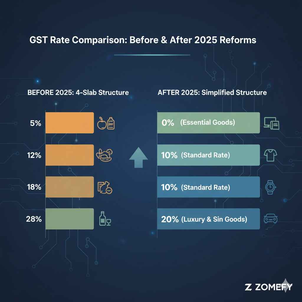 GST Rate Comparison Before and After 2025