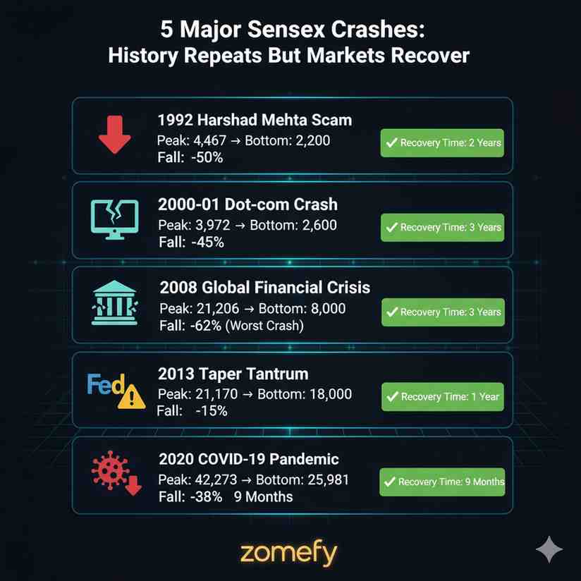 5 Major Sensex Crashes
