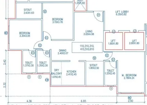 3 BHK flats 110 to 610